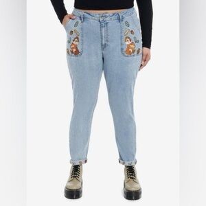 Hot Topic Disney Chip 'N' Dale Embroidered Mom Jeans Plus Size